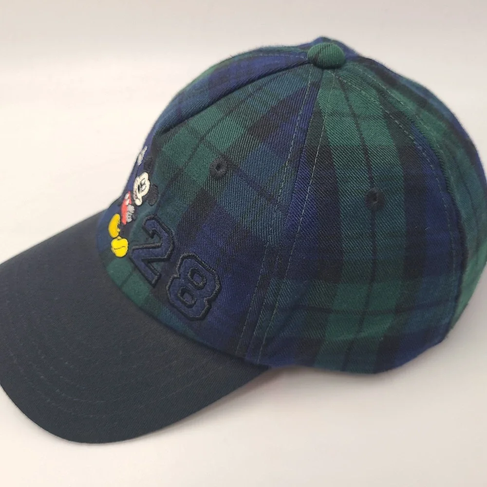 Mickey Mouse Hat‎ Adjustable Disney Blue Green Black Plaid 1928 Logo Casual Men